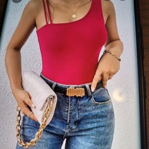 New! Asymetrical Neck Solid T-shirt Y2K sleeveless XXL